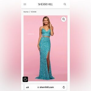 Sherri Hill Yellow Sequin Two piece gown. Size 4

Style 53448